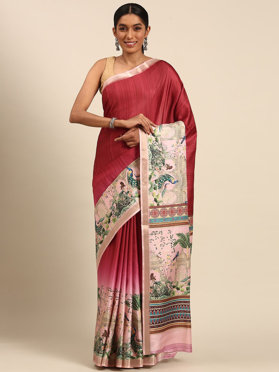 

Fashion Petals Warli Tussar Saree, Maroon