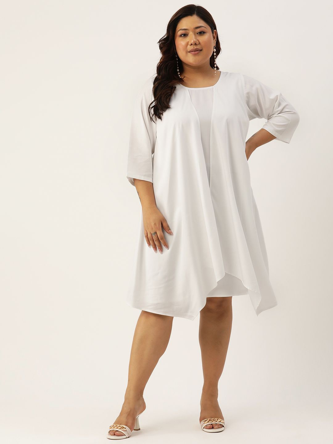 

theRebelinme Layered A-Line Midi Dress, White