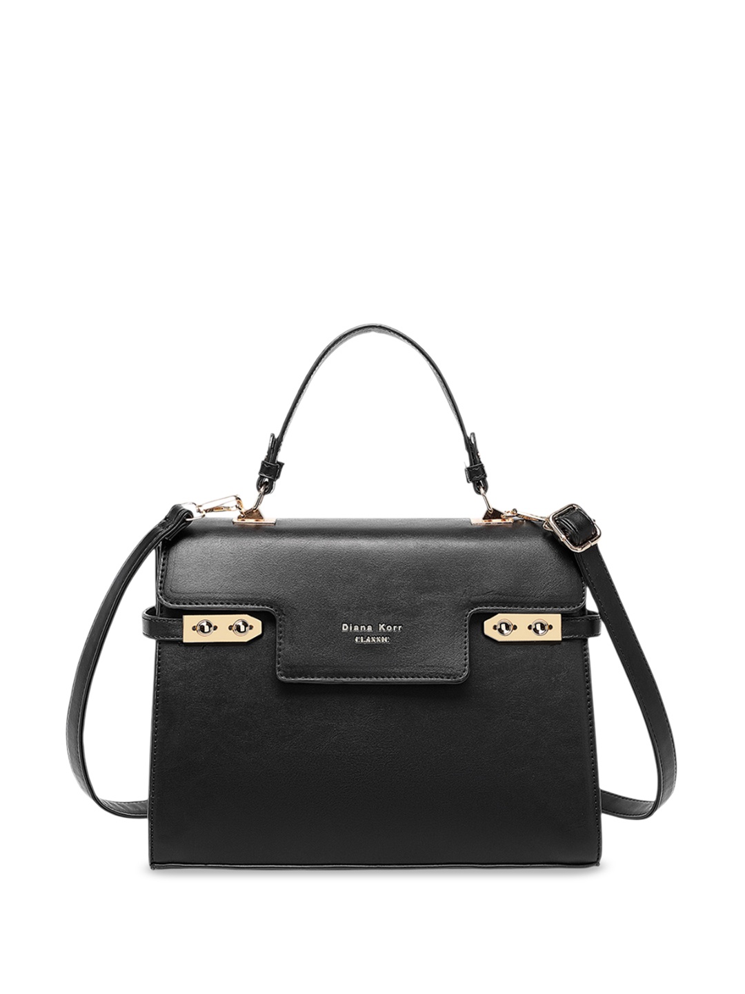 

Diana Korr Structured Satchel with Fringed, Black