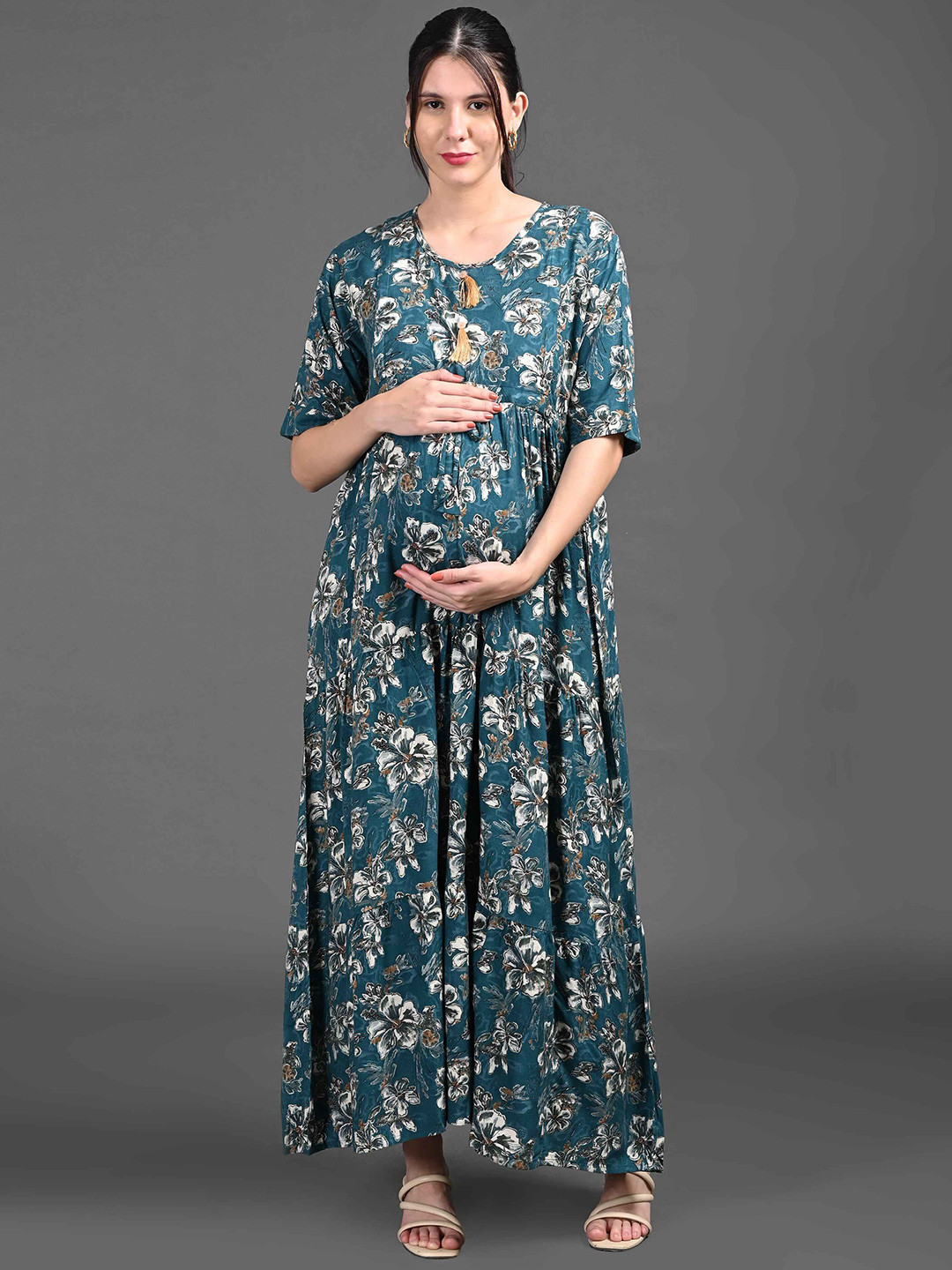 

GOLDSTROMS Floral Print Maternity Maxi Dress, Blue