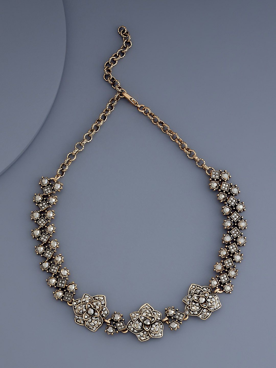 

Kushal's Fashion Jewellery Copper Gold-Plated Necklace, Grey