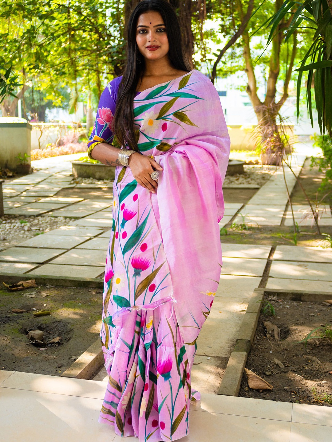 

Uttariya Floral Pure Silk Saree, Lavender