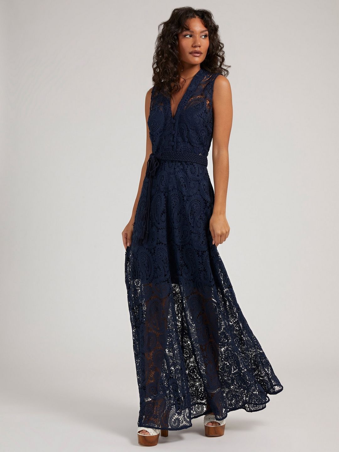 

GUESS Embroidered Maxi Dress, Blue