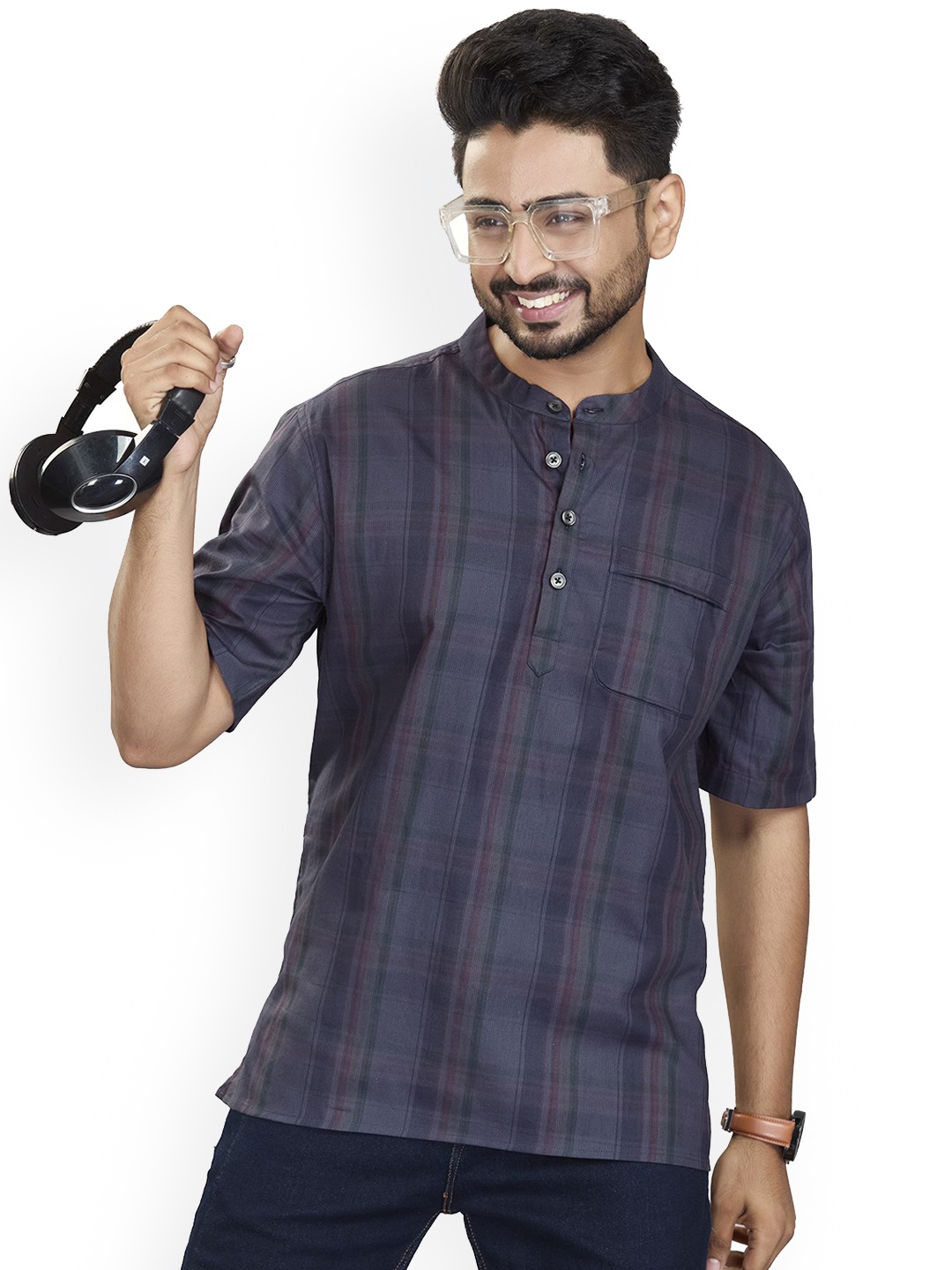 

Authentics Men Thread Work Kurta, Grey