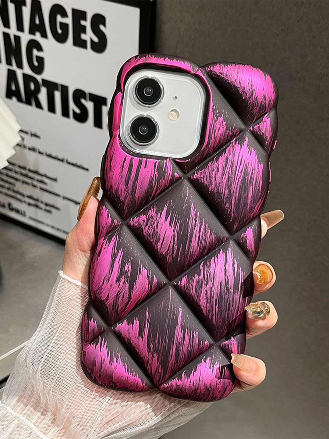 

Luxury Kase Abstract Printed iPhone 12 Back Case Mobile Accessories, Pink