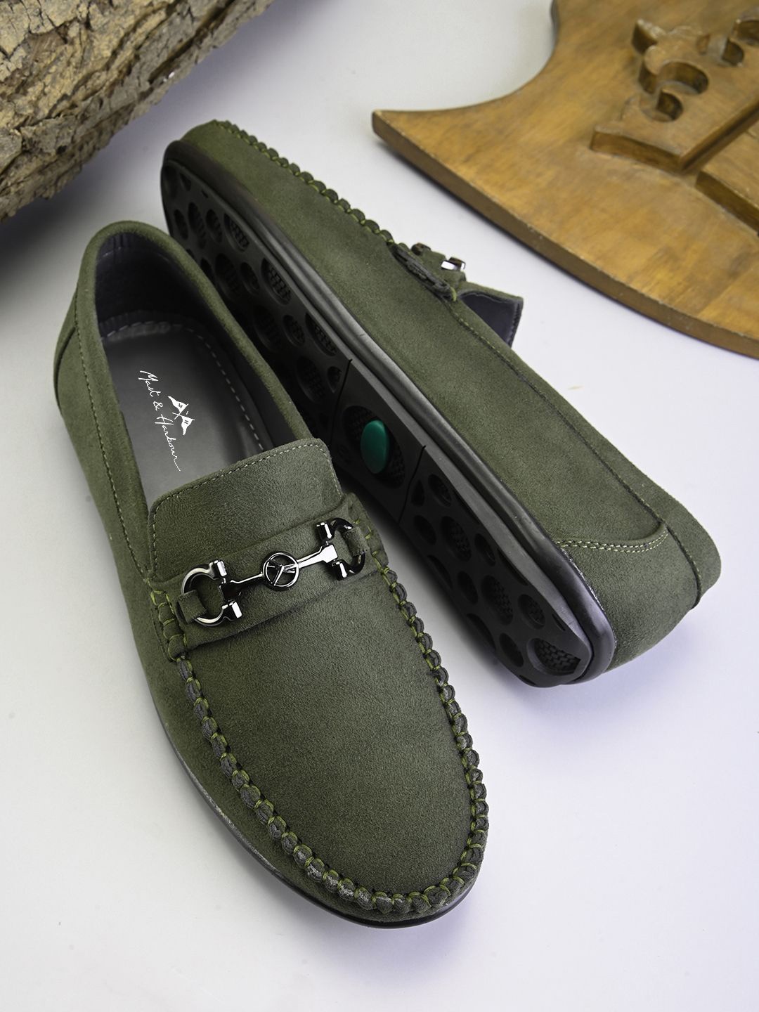 

Mast & Harbour Men Suede Loafers, Olive