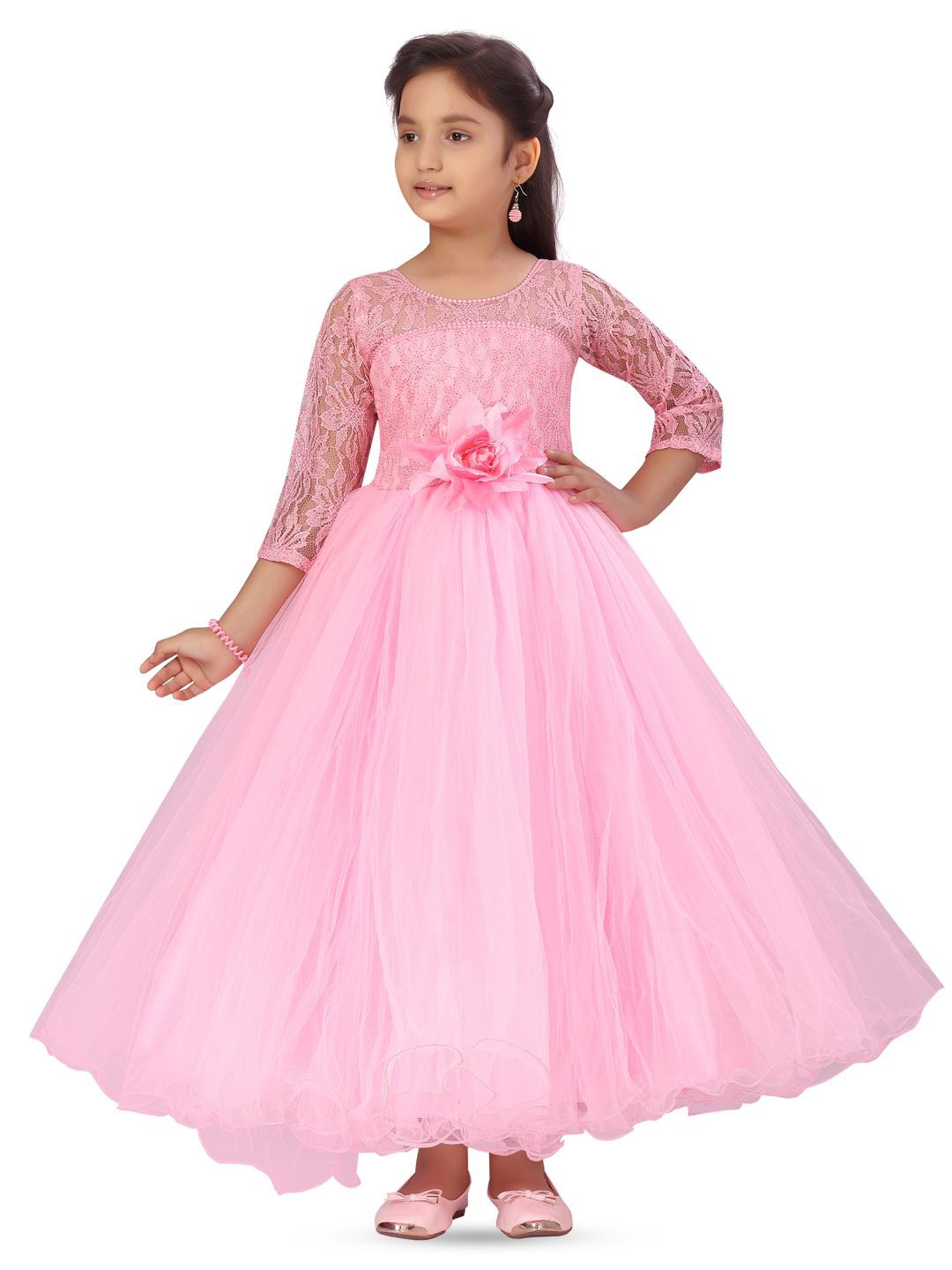 

HERE&NOW Net Fit & Flare Maxi Dress, Pink