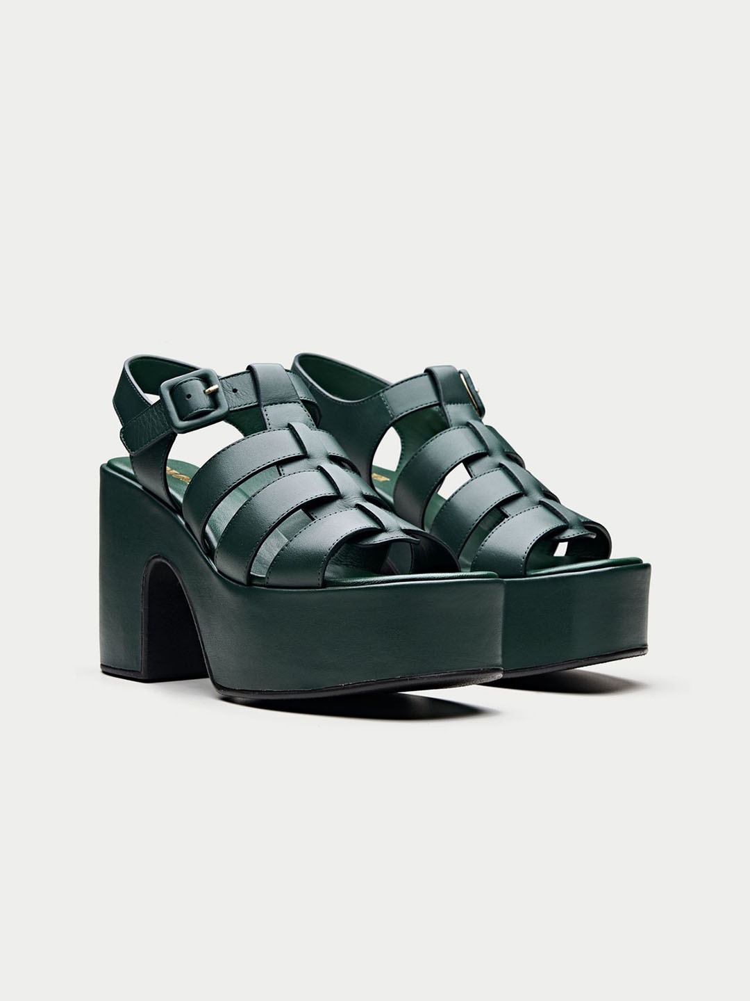 

Oroh Leather Party Platform Sandals, Green