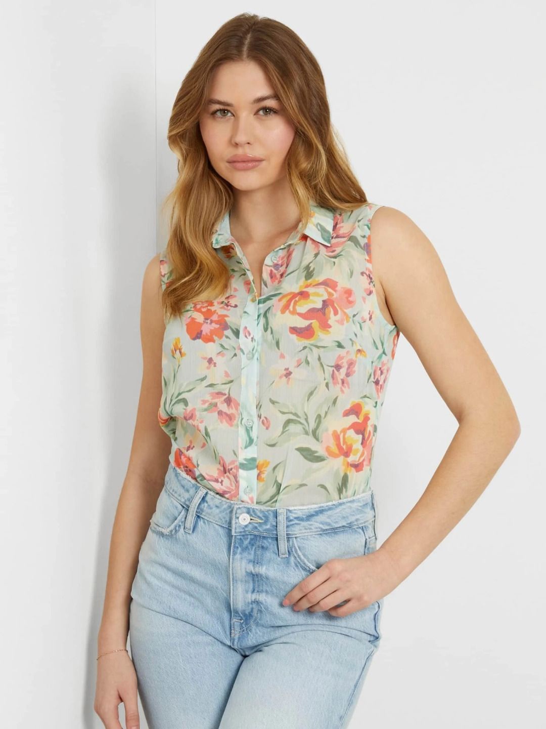 

Oh Rare Women Floral Opaque Printed Casual Shirt, Cream