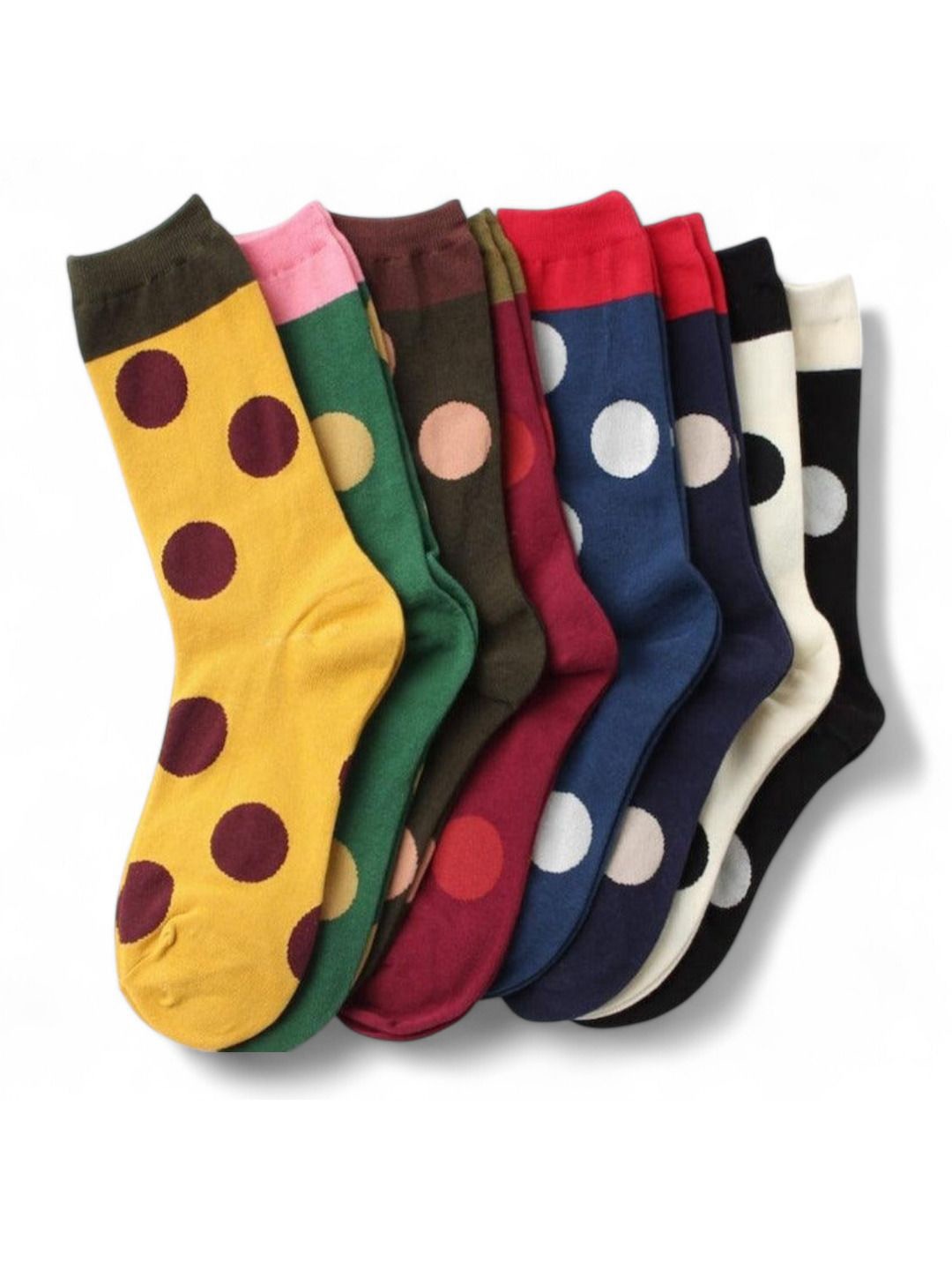 

Sockscarving Women Pack Of 8 Patterned Cotton Calf-Length Socks, Yellow