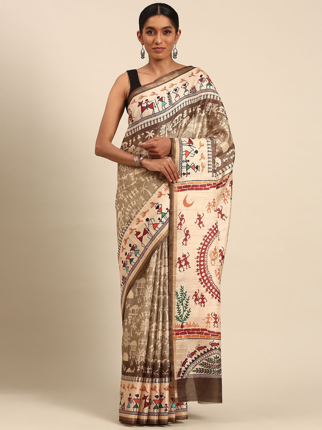 

Fashion Petals Tussar Saree, Brown