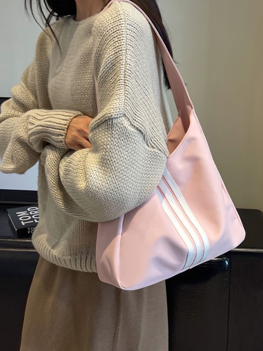 

StyleCast Pink Striped Structured Shoulder Bag