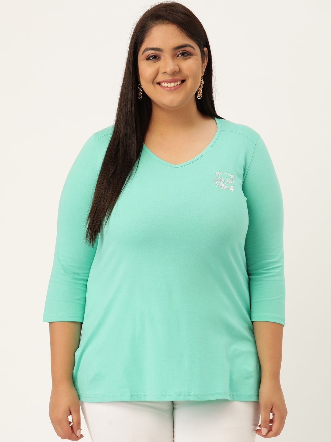 

theRebelinme Women V-Neck T-shirt, Sea green