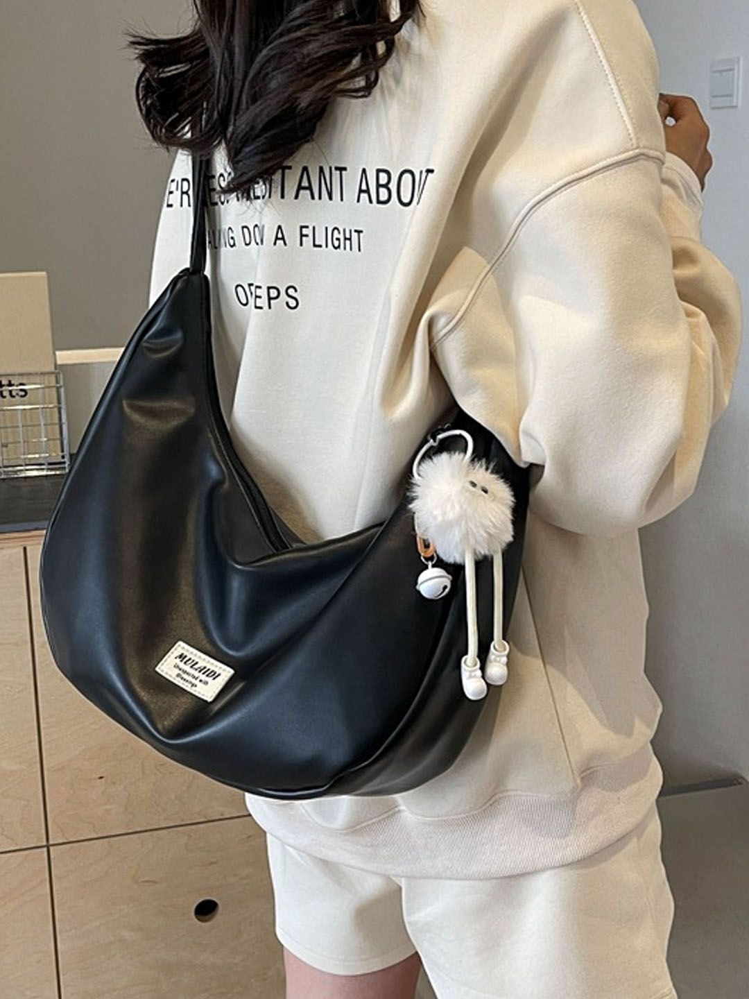 

StyleCast Black Solid Structured Side Bag