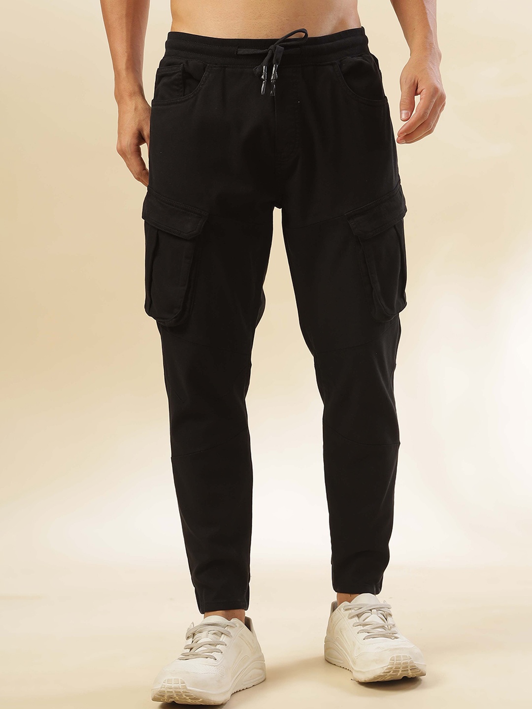 

HERE&NOW Men Slim Fit Joggers Trousers, Black