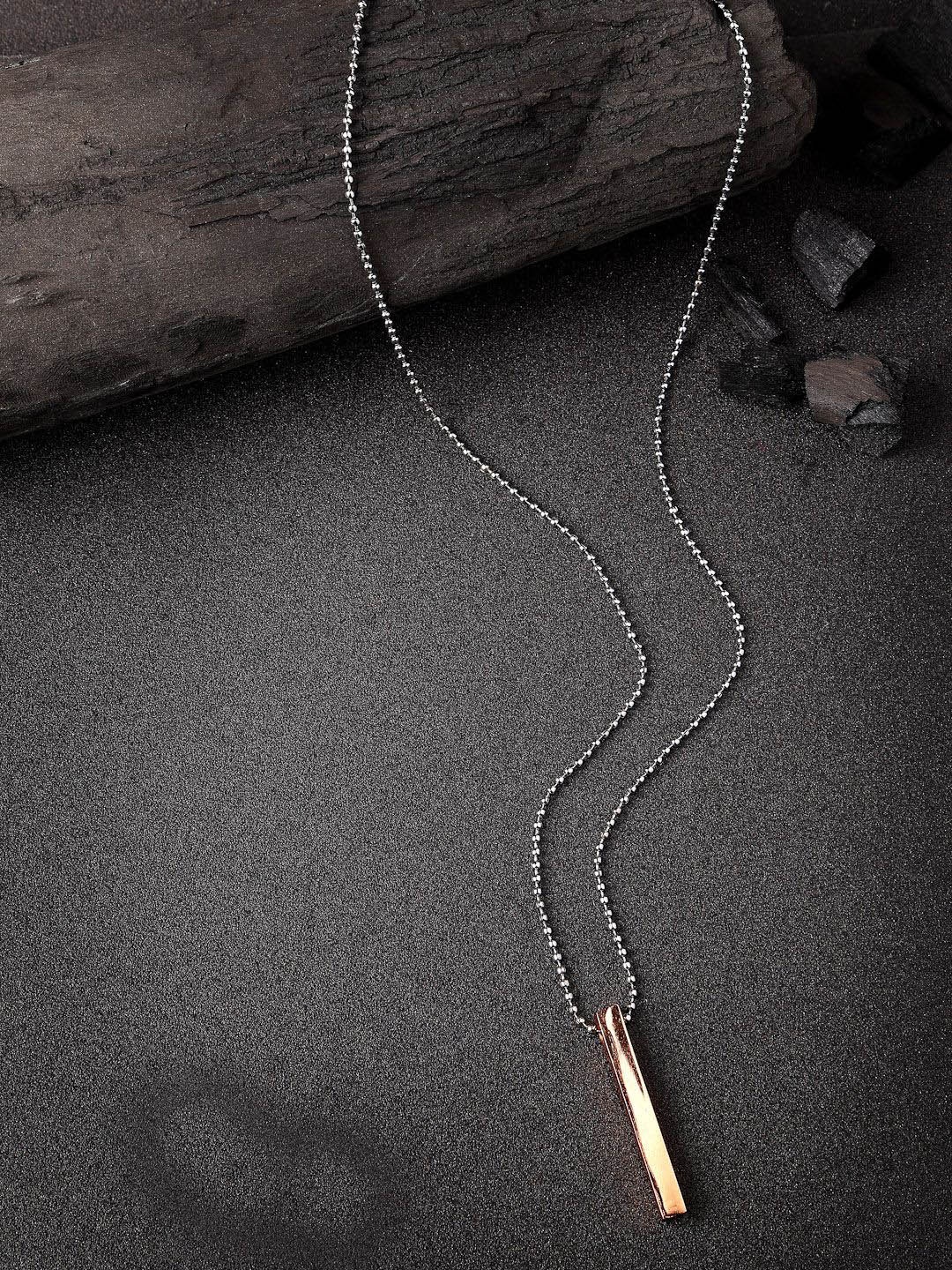 

NVR Rhodium-Plated Geometric Pendants with Chains, Copper