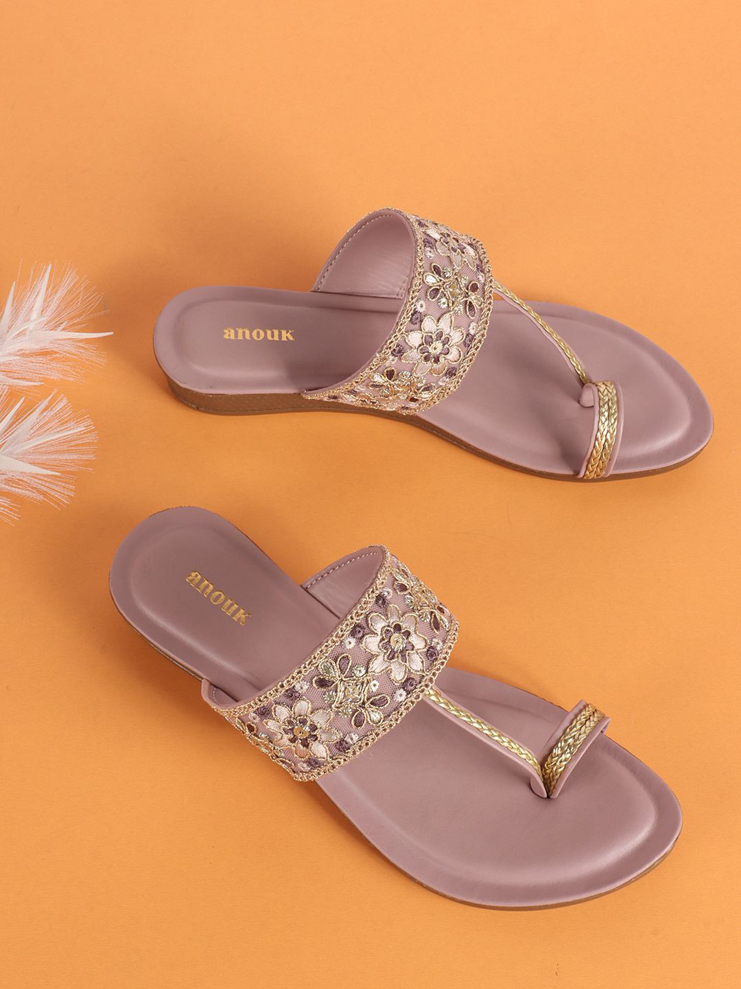 

Anouk Women Printed Party Open Toe Flats, Lavender