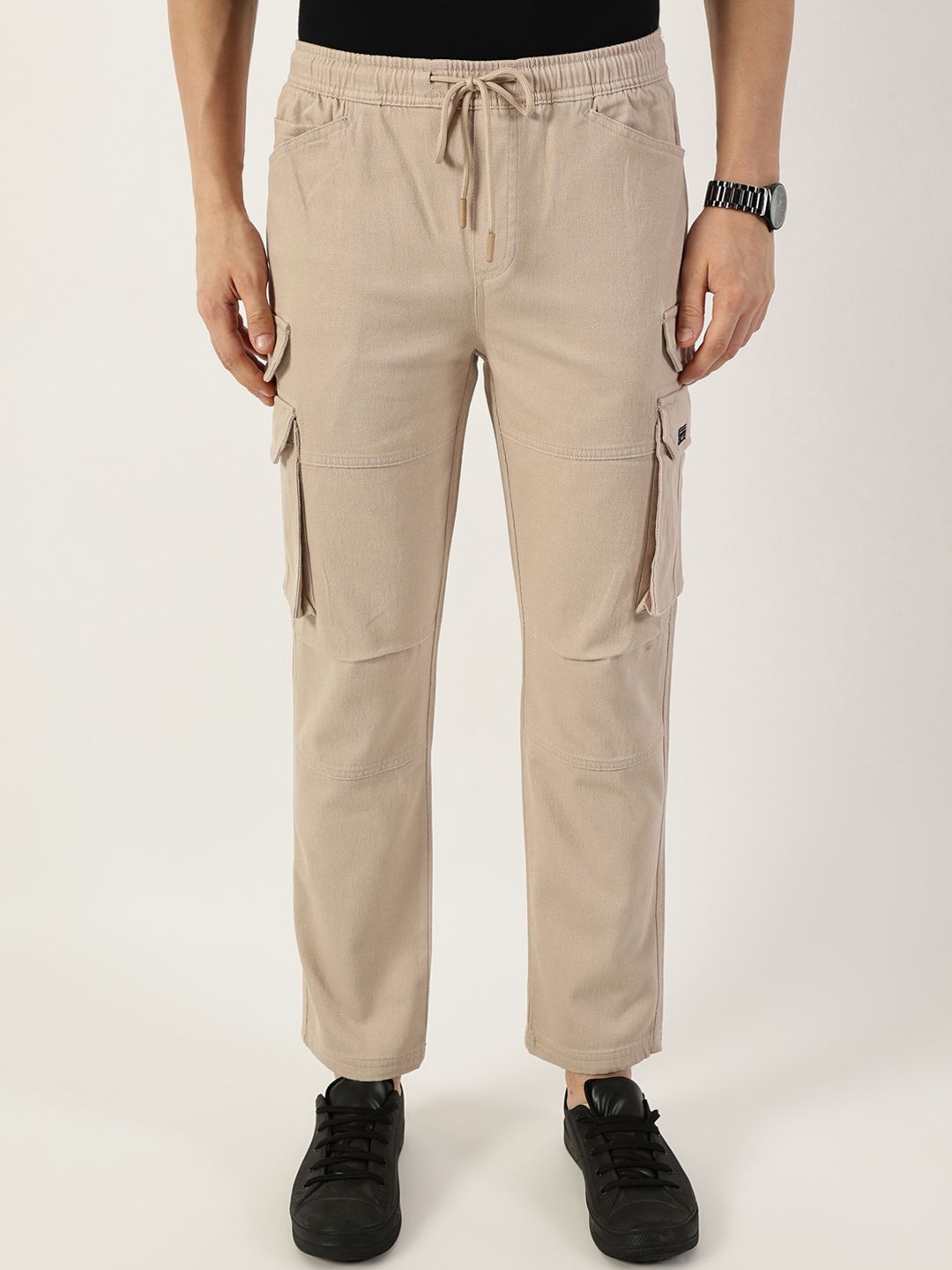 

Thomas Scott Men Relaxed Straight Fit Cargos Trousers, Cream