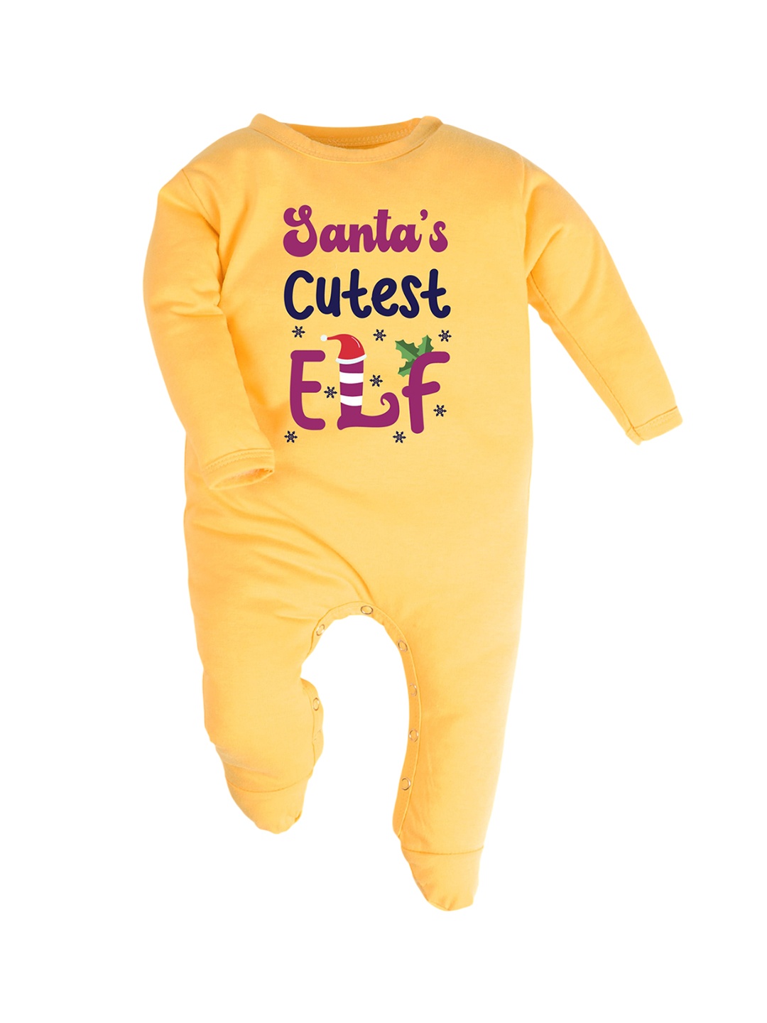 

FFLIRTYGO Christmas Kids Printed Cotton Sleepsuit, Yellow