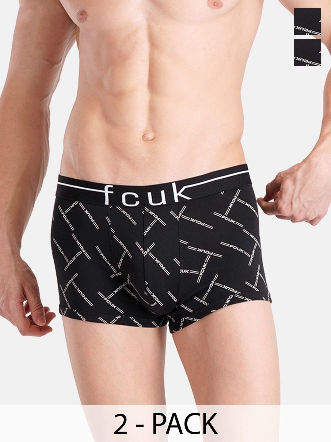 

FCUK Pack Of 2 Printed Pure Cotton Trunk TOTTENHAMJET BLACK AOP 2S
