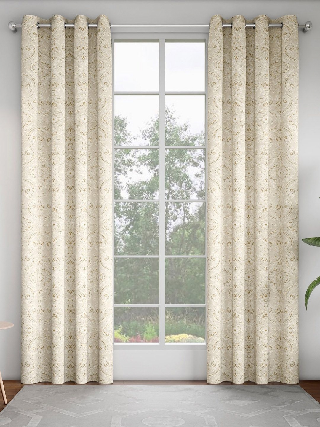 

GM Cream-Coloured Set of 2 Room Darkening Door Curtain