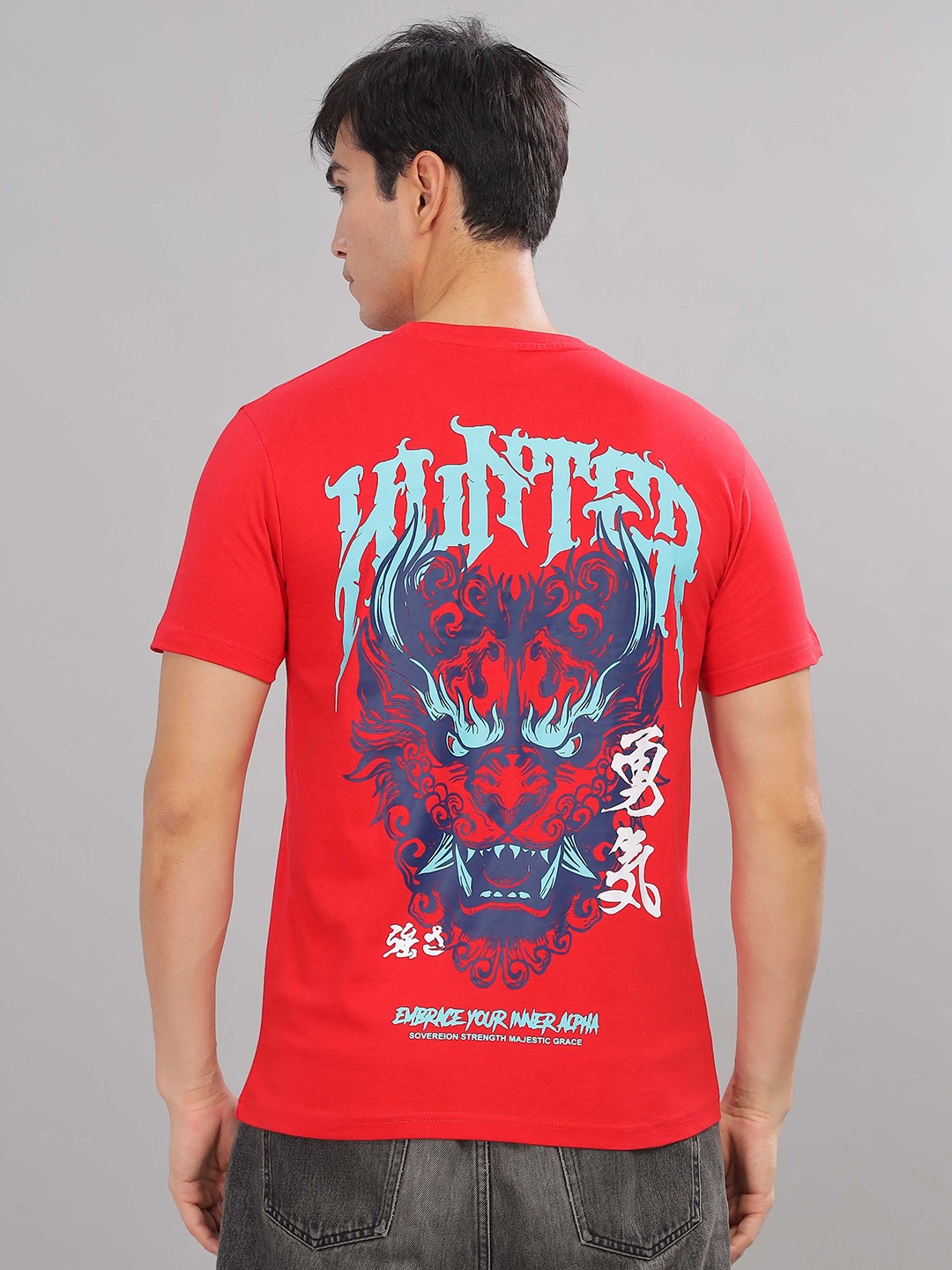 

TOMHIDDLE Men Printed Raw Edge T-shirt, Red