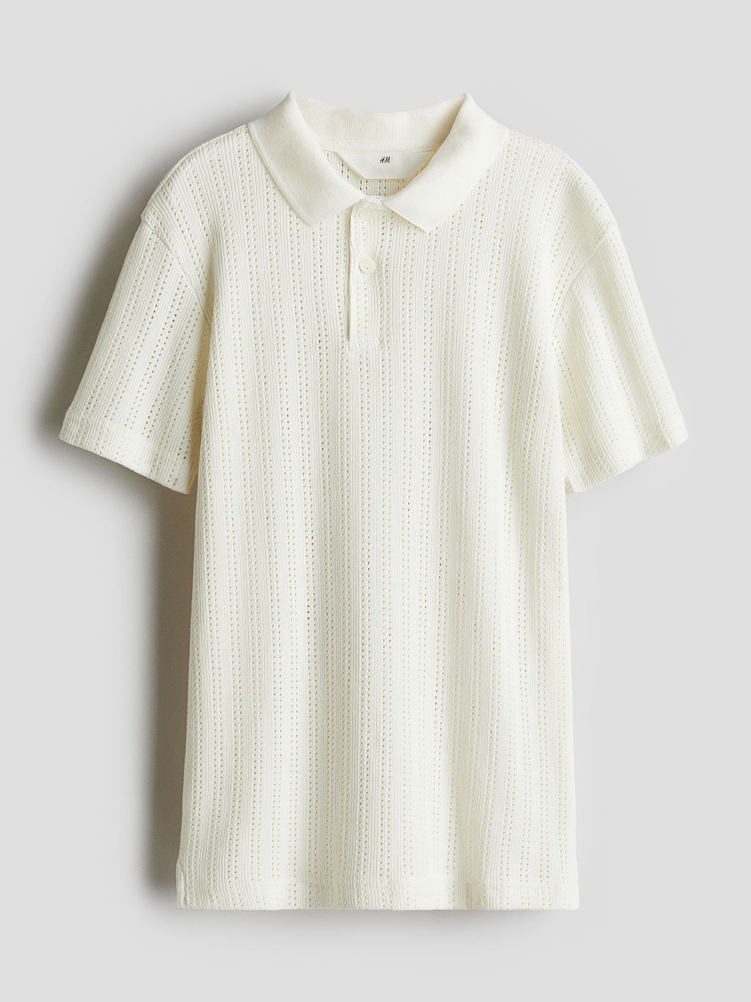 

H&M Boys Pointelle-Knit Polo T-Shirt, White