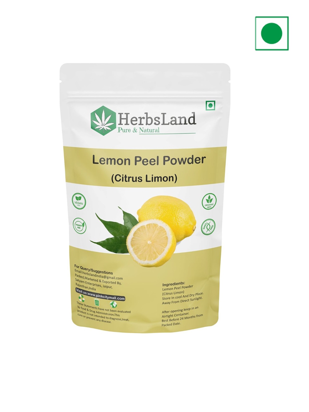 

HerbsLand Lemon Peel Powder Face Pack For Detox & Deep Cleansing - 200 g, Beige