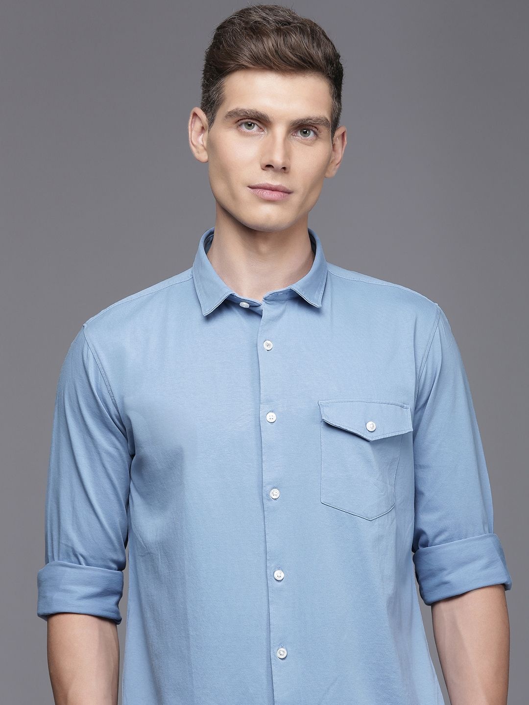 

Louis Philippe Sport Super Slim Fit Pure Cotton Shirt, Blue