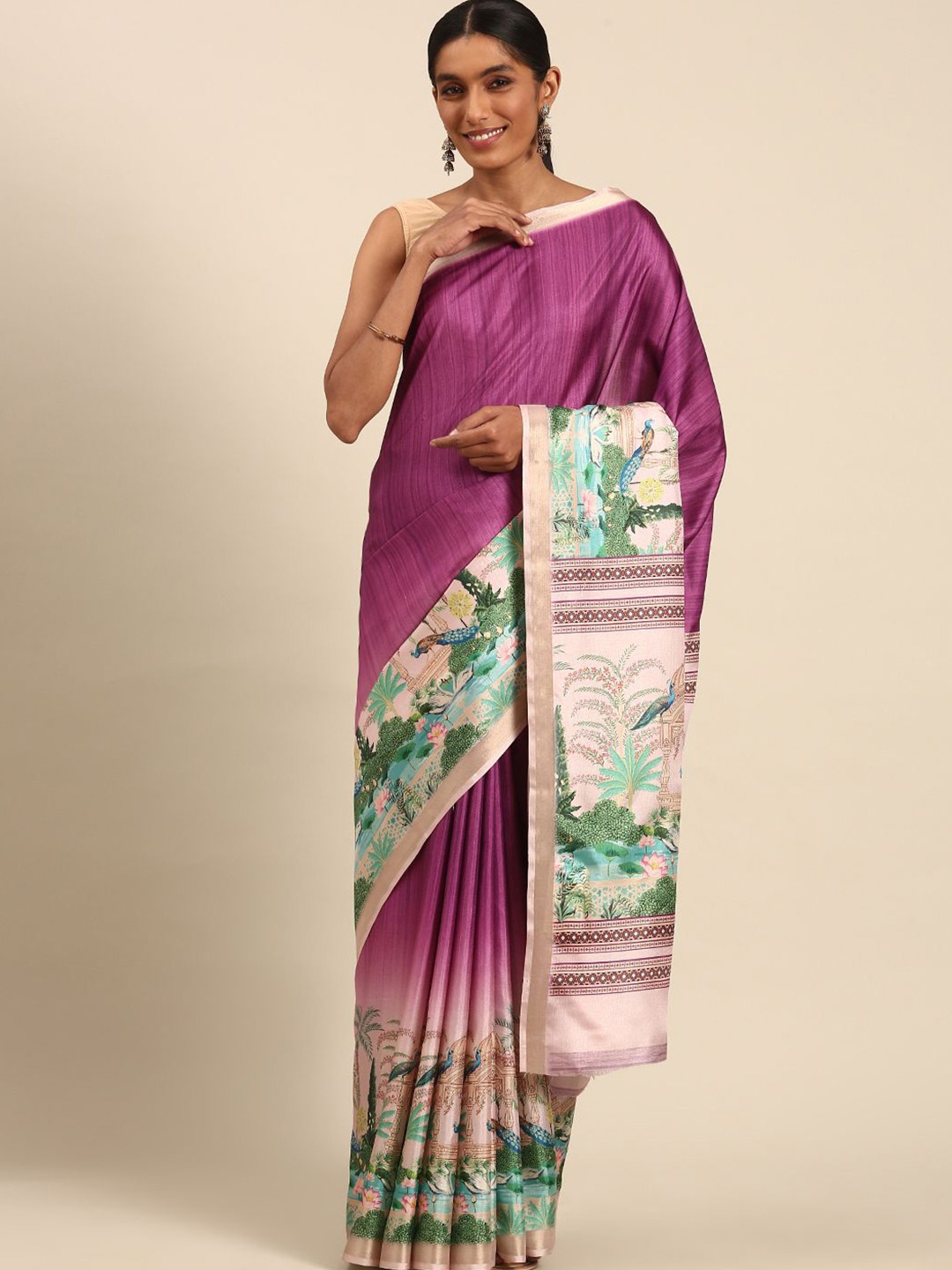 

Fashion Petals Tussar Saree, Purple