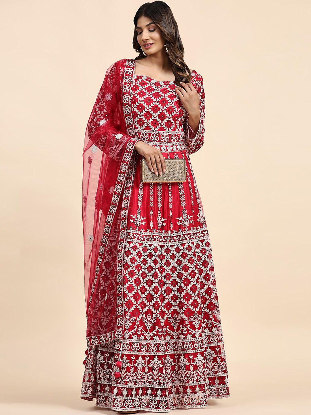 

VANAKARA Embroidery Gown Maxi Dress, Red