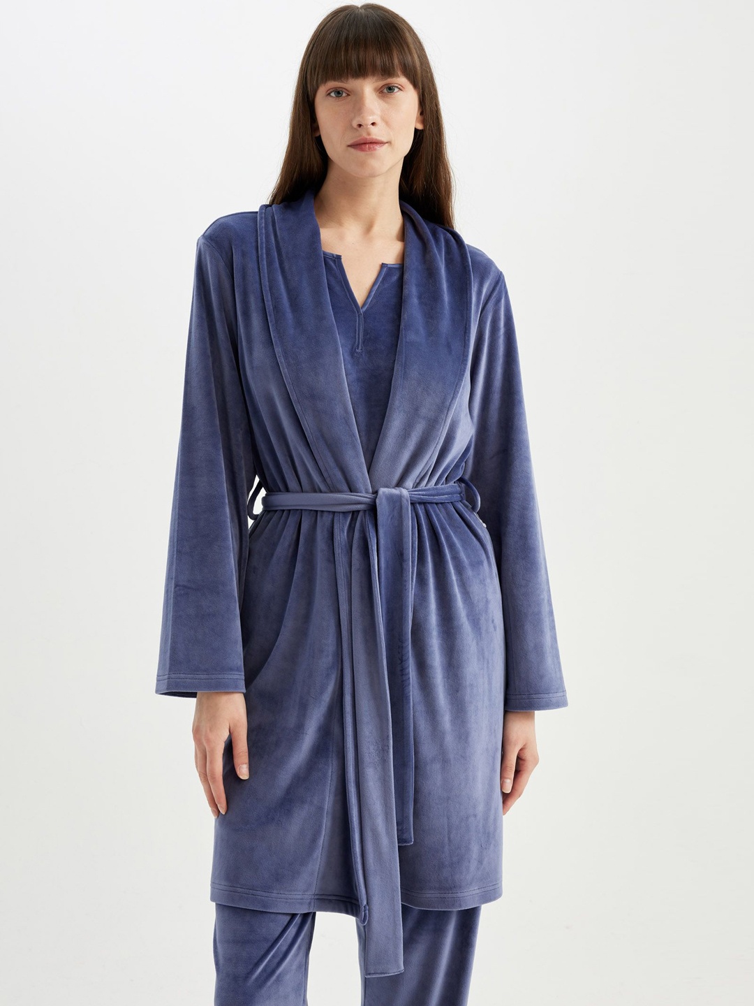 

DeFacto Knee-Length Bath Robe, Navy blue