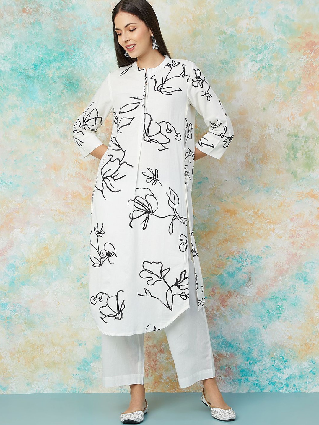 

Melange by Lifestyle Women Printed Kurta, White