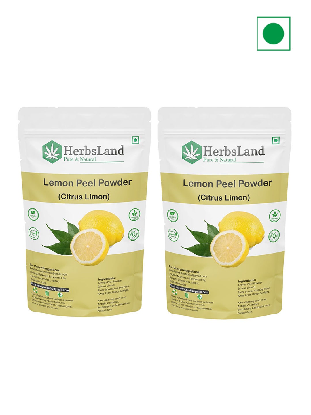 

HerbsLand Set Of 2 Lemon Peel Powder Face Pack - 100 g Each, Beige