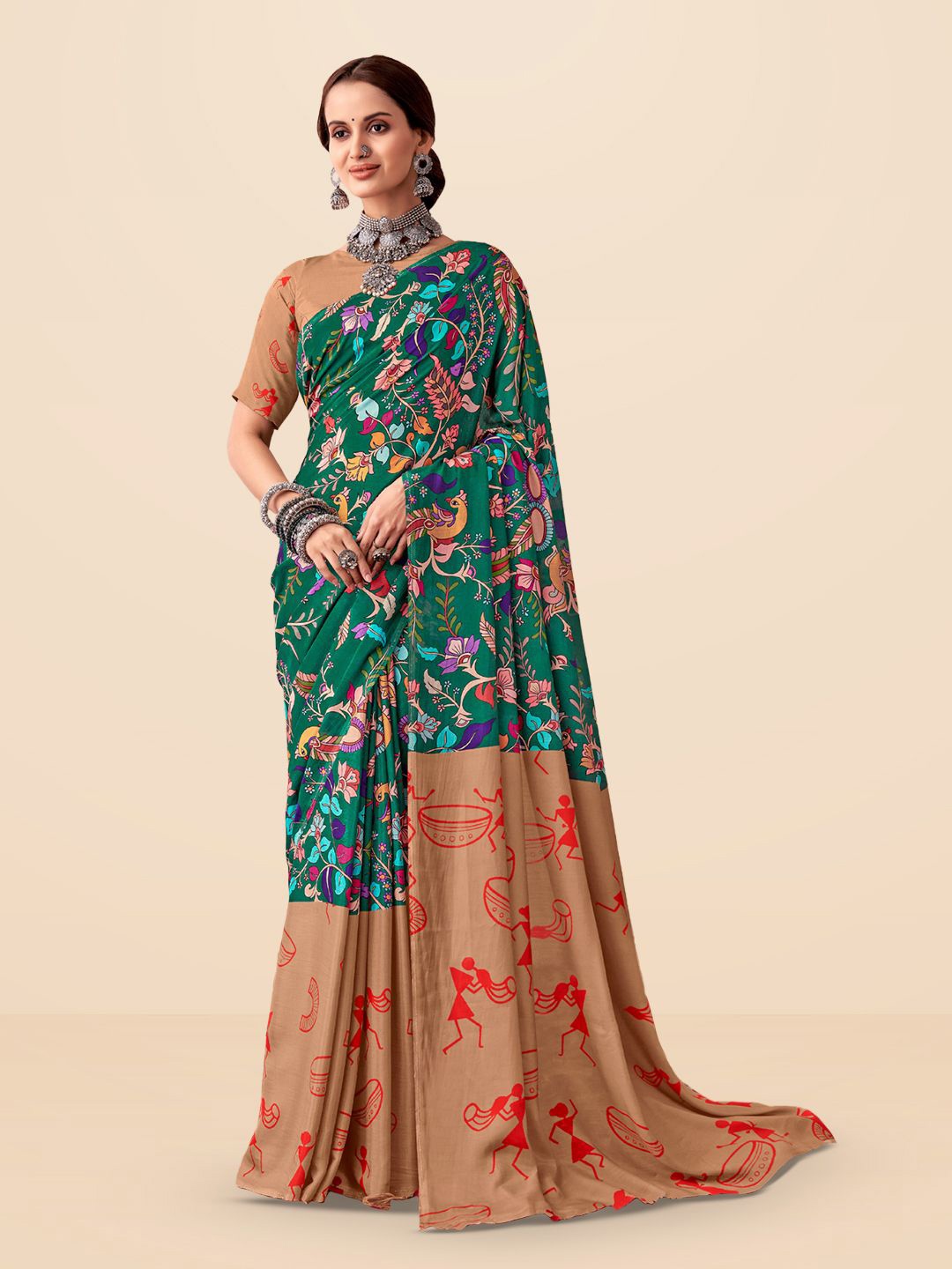 

SARHA Woven Design Pure Georgette Saree, Green