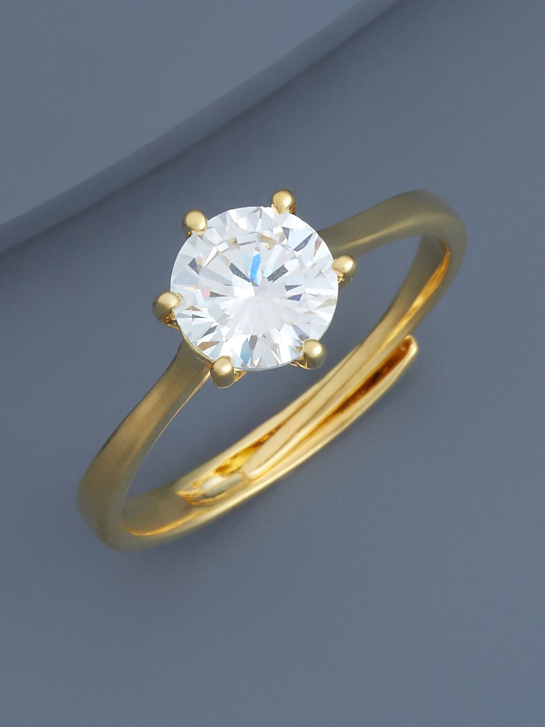 

Kushal's Fashion Jewellery Gold-Plated CZ Stone Studded Finger Ring