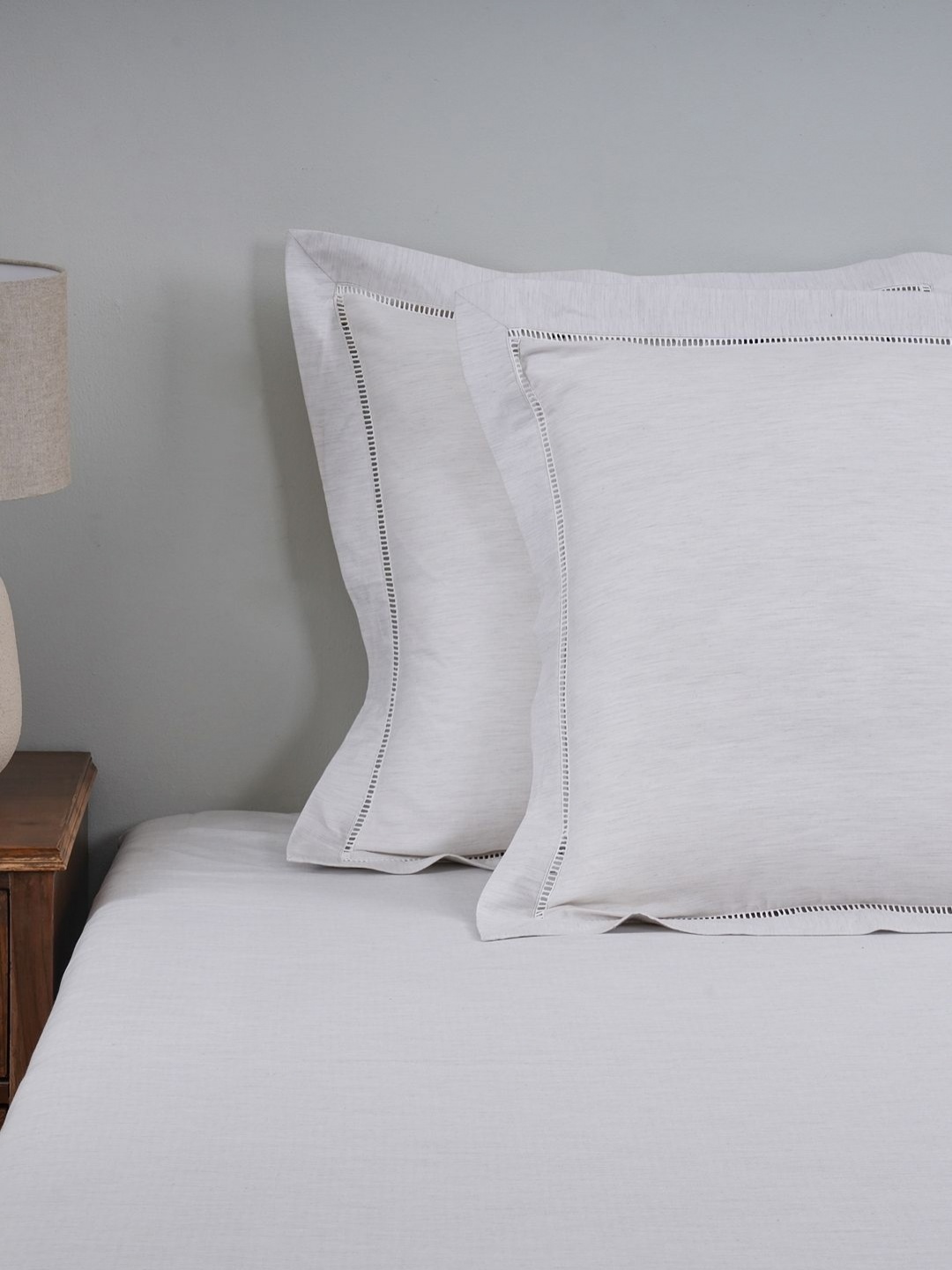 

MASPAR White 2 Pieces Abstract Pure Cotton Square Pillow Covers