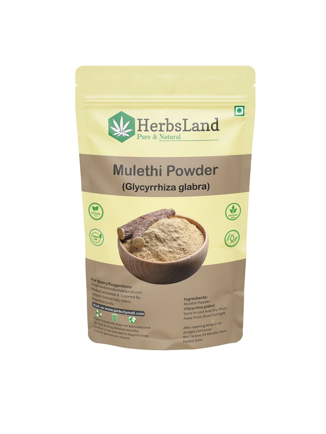 

HerbsLand Pure & Natural Mulethi Powder - 200 g, Brown