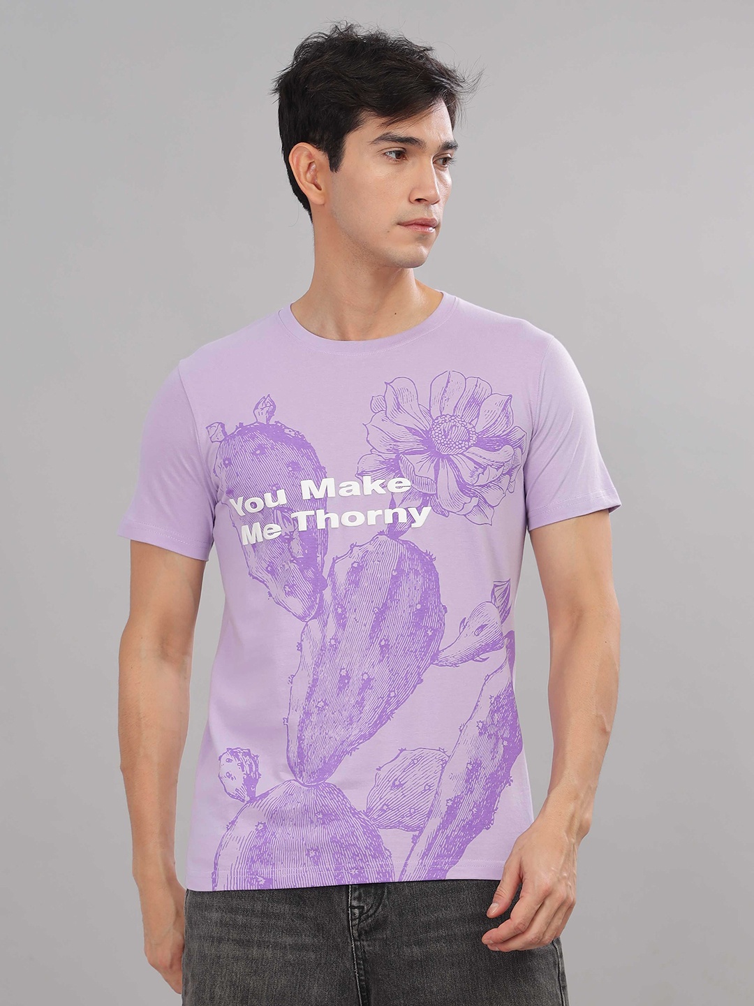 

TOMHIDDLE Men Printed Applique T-shirt, Purple
