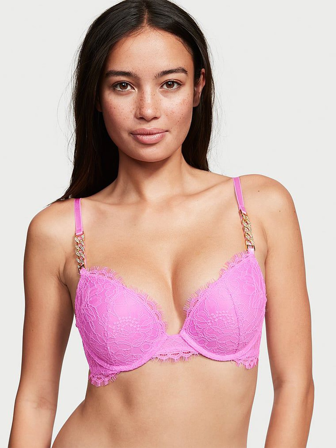 

Victoria's Secret Floral Bra Medium Coverage Underwired Heavily Padded, Purple