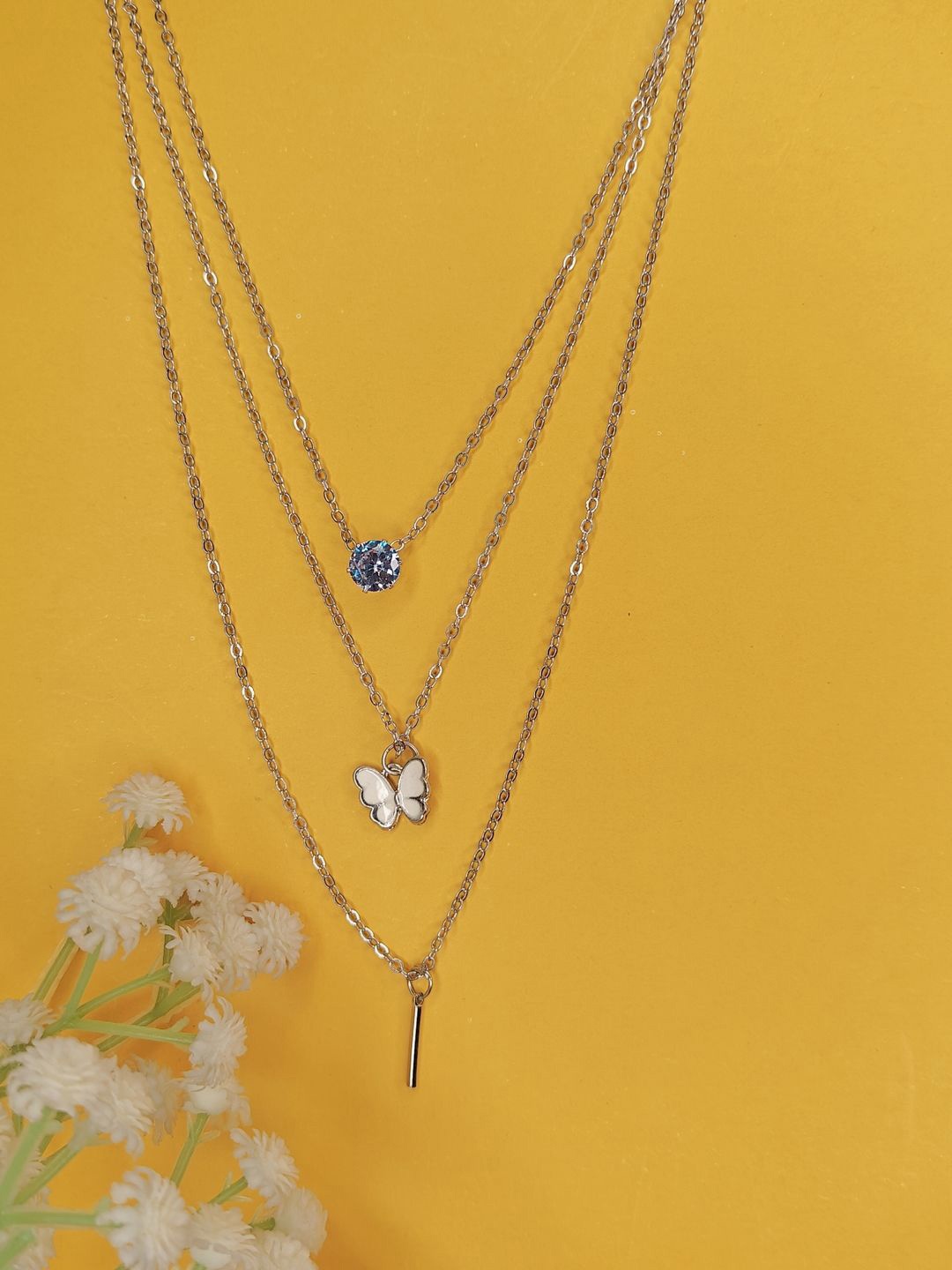 

NVR Girls Silver-Plated Layered Chain