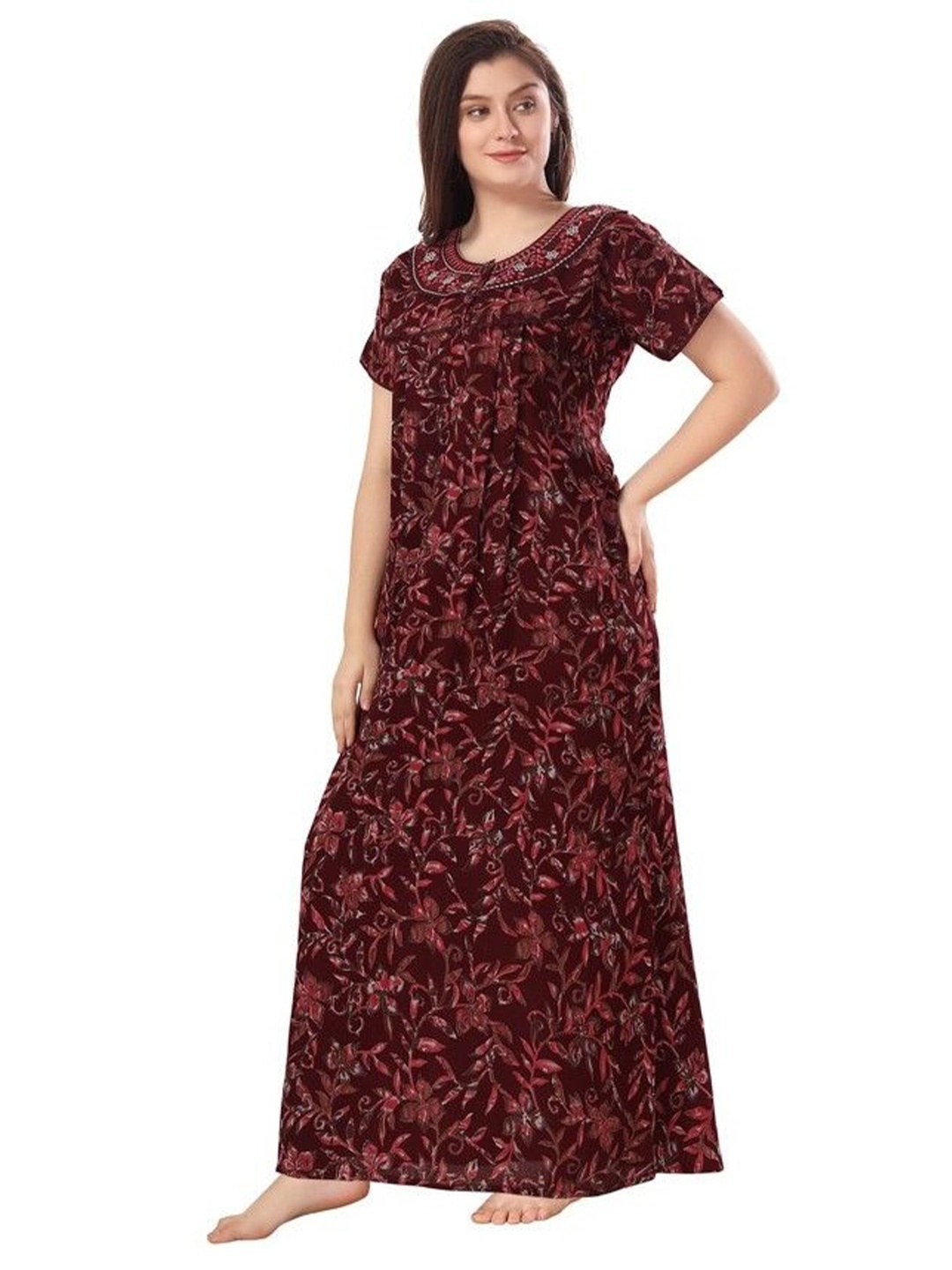 

Soulemo Printed Maxi Nightdress, Maroon