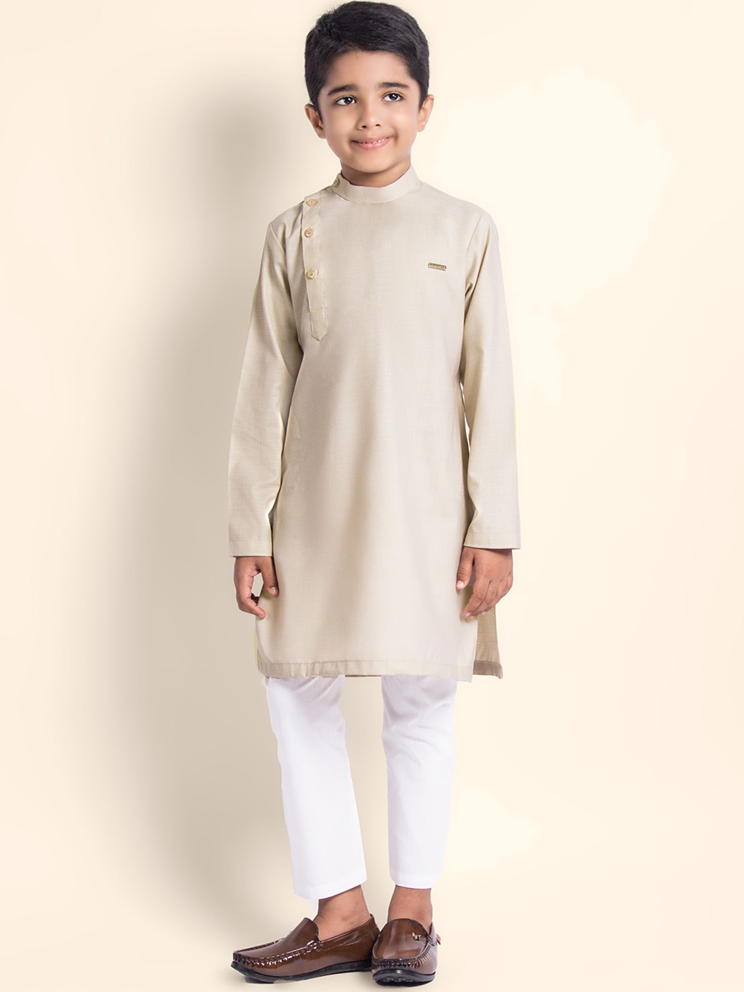 

DEVOILER Boys Thread Work Kurta, Beige