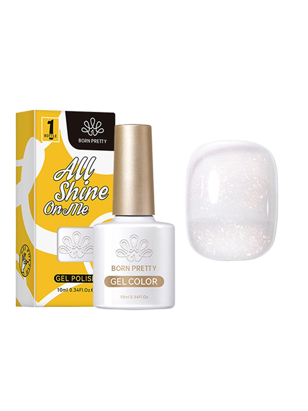 

BORN PRETTY Jelly Nude Glitter Nail Polish - 10ml - JN60, White