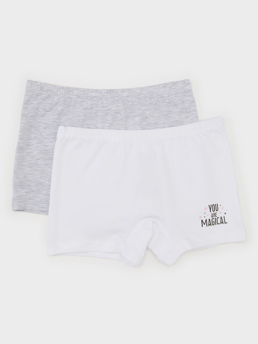 

DeFacto Girls Pack Of 2 Printed Mid Rise Boy Short Briefs 235717926, White