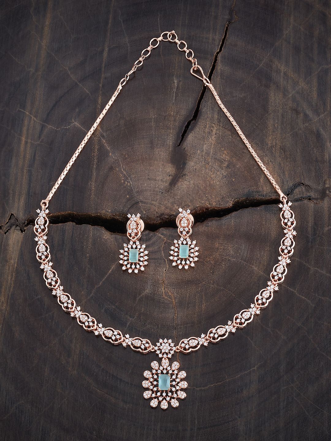 

Kushal's Fashion Jewellery Rose Gold-Plated Cubic Zirconia Stone-Studded Jewellery Set