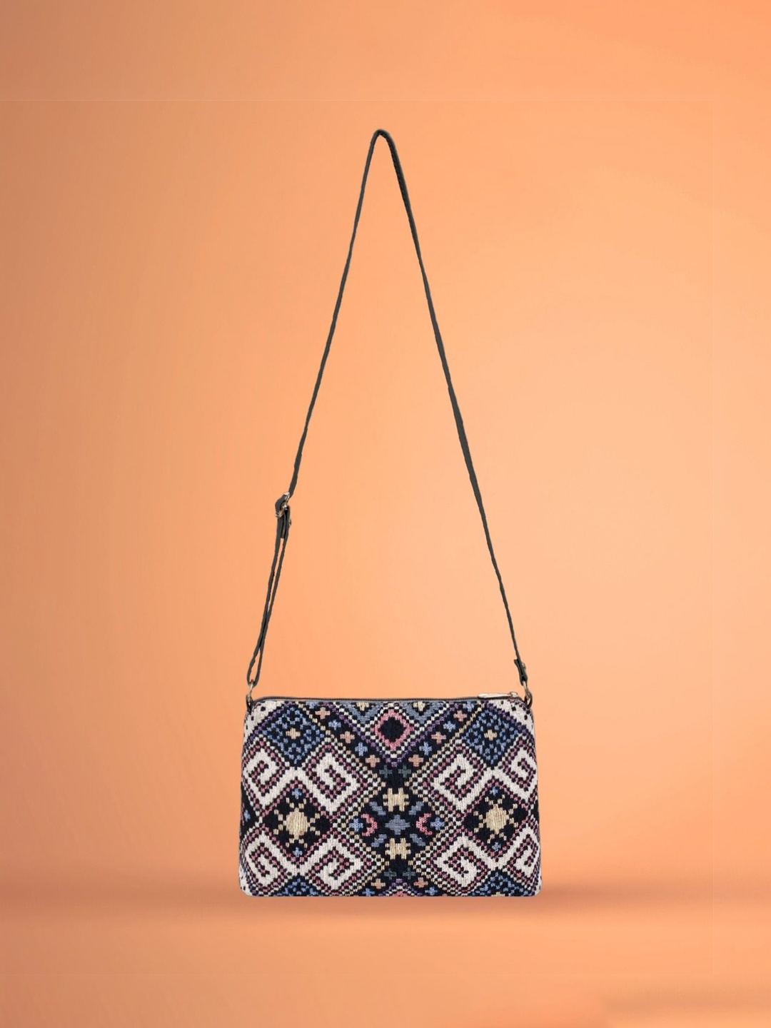 

LIKE STYLE Ethnic Motifs Sling Bag, Grey