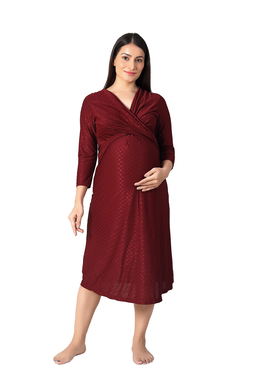 

Uzazi Maternity Fit & Flare Dress, Maroon