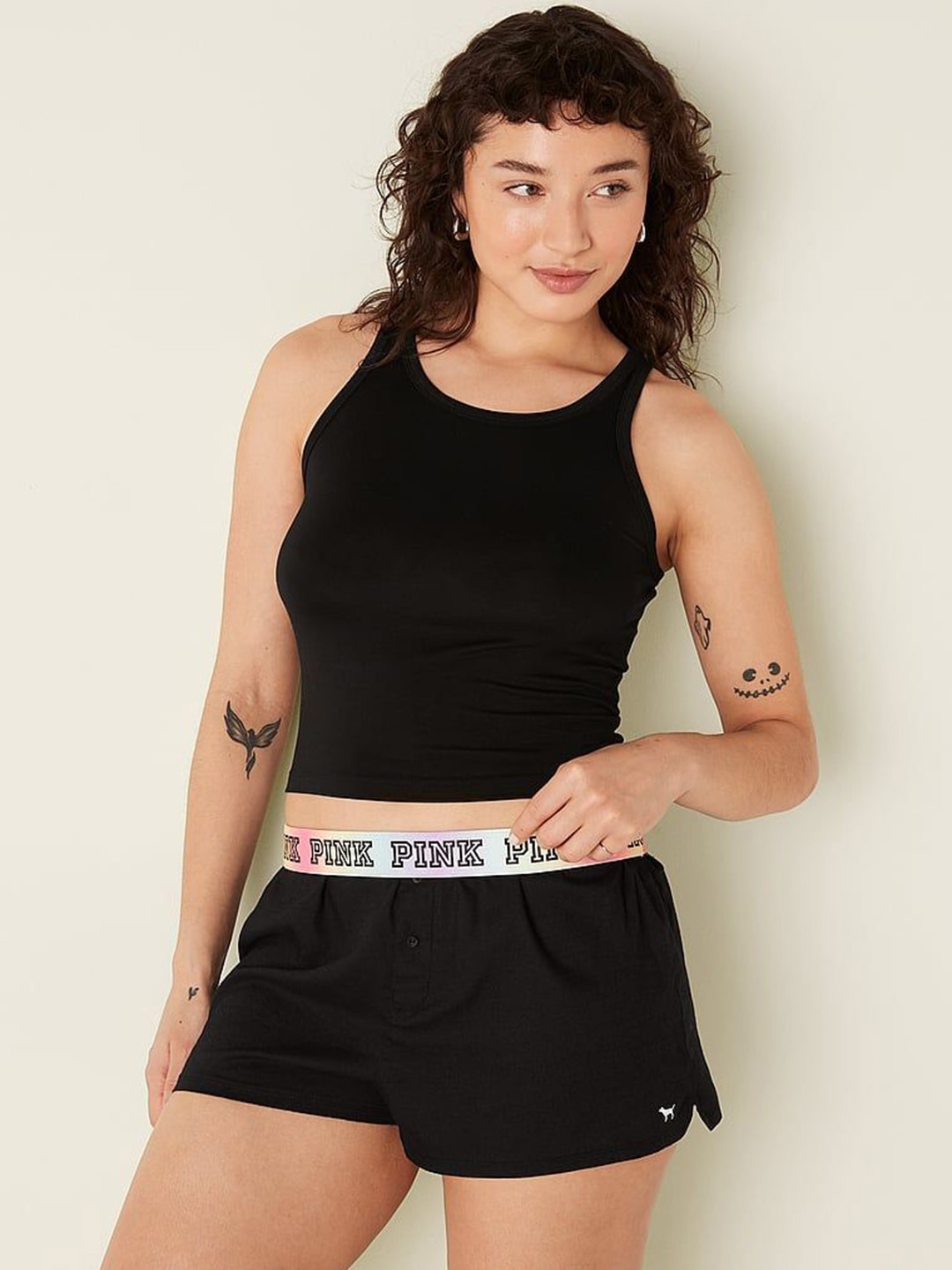 

Victoria's Secret PINK Crop Lounge Tank Top, Black