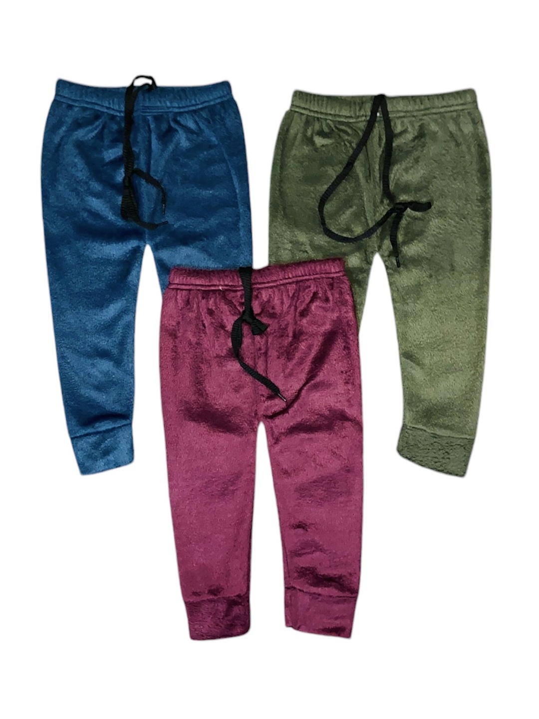 

Mank D Infants Pack Of 3 Velvet Relaxed-Fit Mid-Rise Joggers, Blue